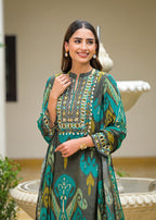 Ethereal Pure Muslin Digital Print Suit Set with Graceful Chiffon Dupatta