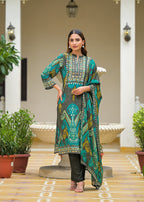 Ethereal Pure Muslin Digital Print Suit Set with Graceful Chiffon Dupatta