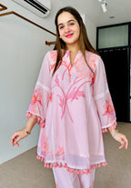 Pink Floral Pink Pakistani Style suit  Set
