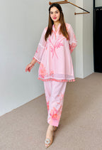 Pink Floral Pink Pakistani Style suit  Set