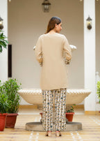 Roman Silk Co-ord Set with Embroidered Neckline & Pure Jacquard Bottom