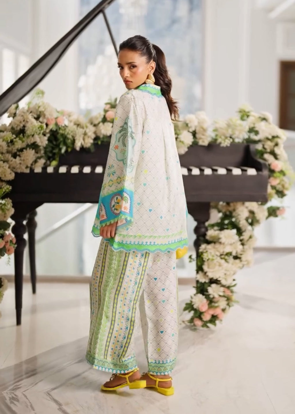 Tropical Palm Digital Print Satin Co-ord Set